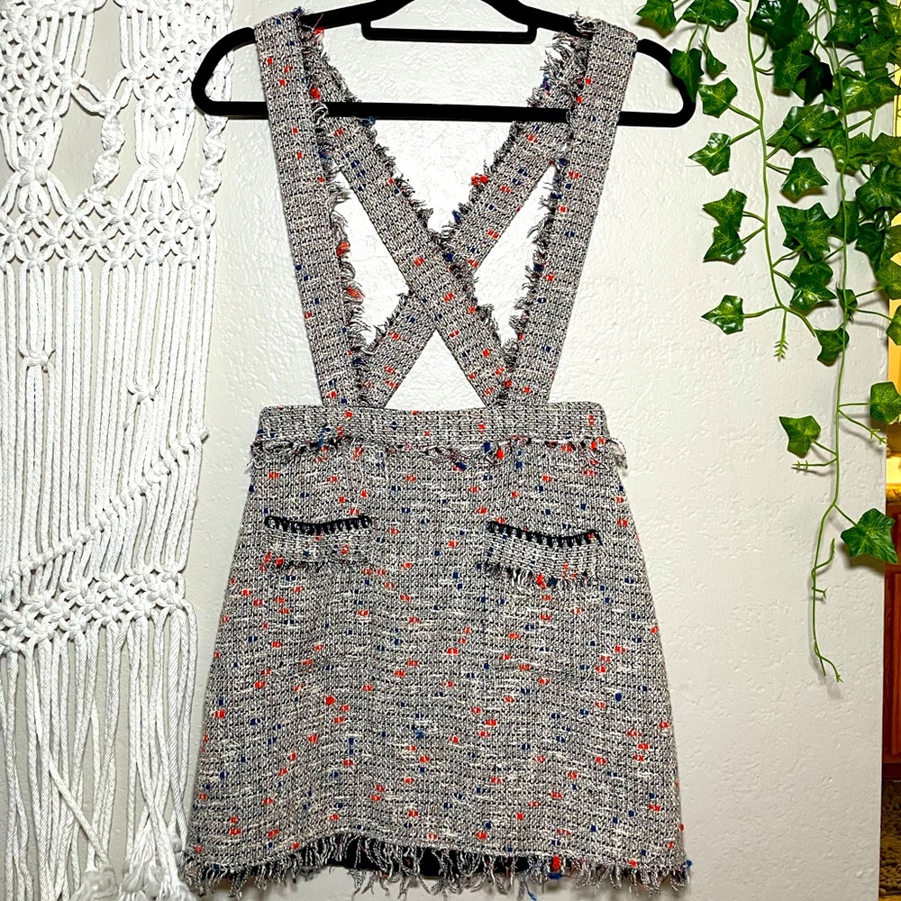 Zara Tweed Mini Skirt with Suspenders